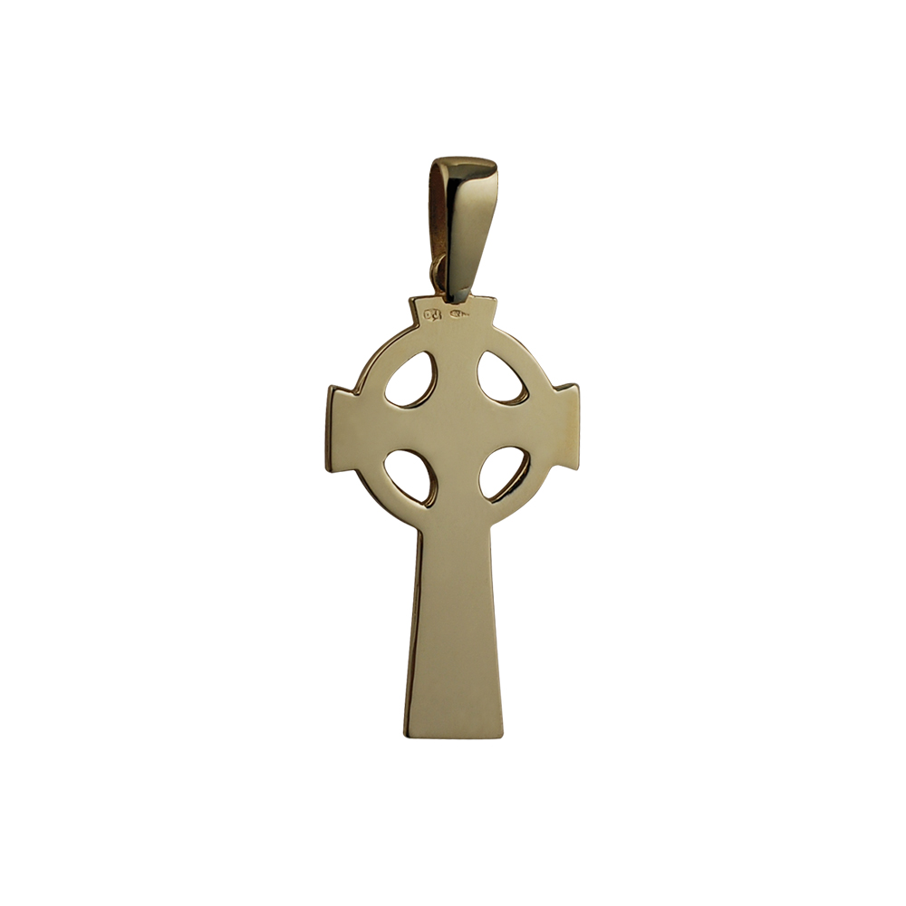 9ct Gold 45x20mm hand engraved knot pattern Celtic Cross on a bail loop - Image 2