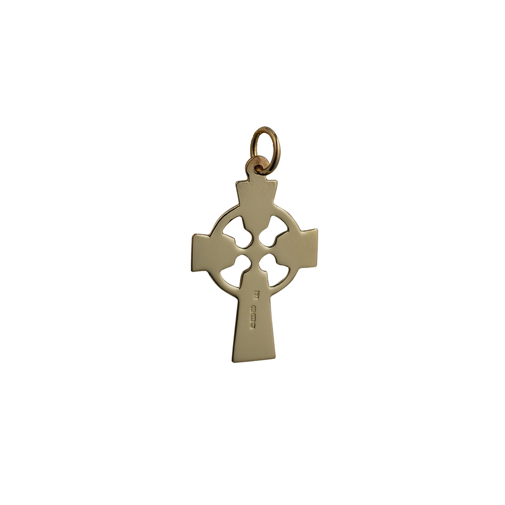 9ct Gold 23x16mm hand engraved knot pattern Celtic Cross - Image 2