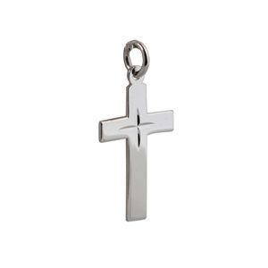 Silver 24x14mm diamond cut star flat latin Cross
