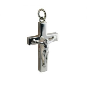 Silver 30x20mm solid block Crucifix Cross