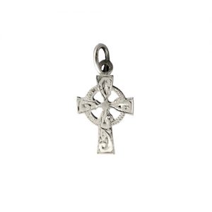Silver 16x11mm hand engraved Celtic Cross