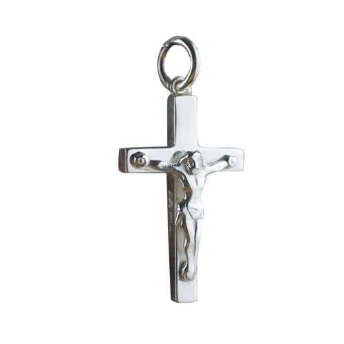 Silver 25x15mm solid block Crucifix Cross
