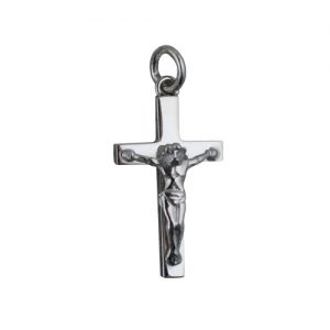 9ct White Gold 25x15mm solid block Crucifix Cross