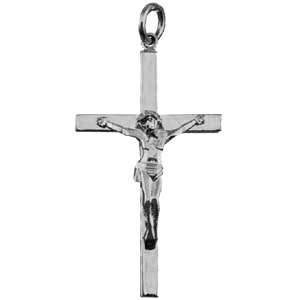 Silver 40x24mm solid block Crucifix Cross