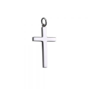 9ct White Gold 30x18mm plain solid block Cross