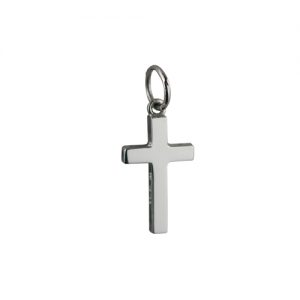 9ct White Gold 15x9mm plain solid block Cross