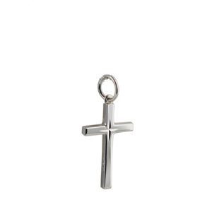 Silver 20x12mm diamond cut star solid block Cross
