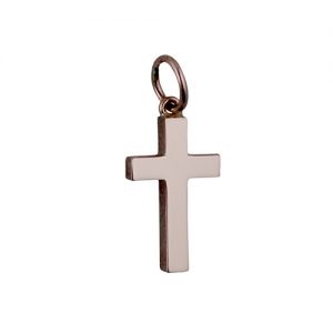 9ct Rose Gold 17x10mm plain solid block Cross