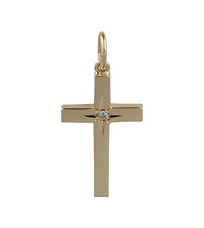 9ct Gold 20x13mm diamond star set Cross