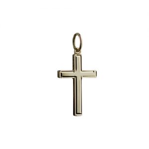 18ct Gold 20x13mm engine turned lined border solid block Cross