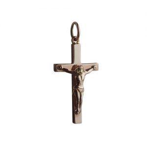 9ct Rose Gold 25x15mm solid block Crucifix Cross