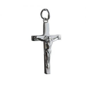 Silver 25x15mm plain solid block Crucifix Cross
