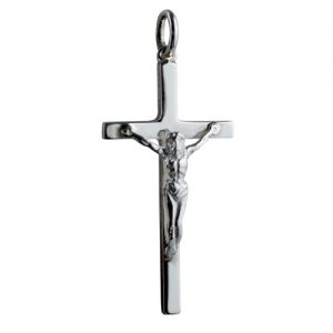 Silver 34x18mm solid block Crucifix Cross