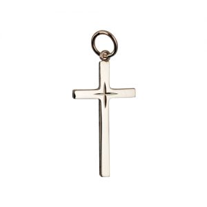9ct Gold 25x14mm diamond cut star solid block Cross