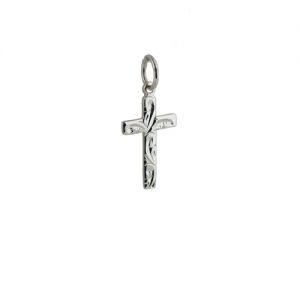 Silver 16x10mm hand engraved flat latin Cross