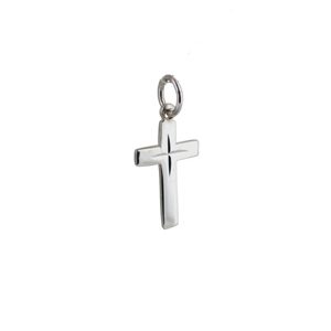 Silver 16x10mm diamond cut star flat latin Cross