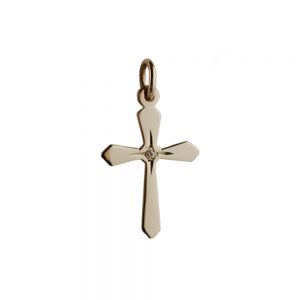 9ct Gold 21x16mm diamond star set flat Cross