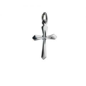 9ct White Gold 21x16mm diamond star set flat Cross