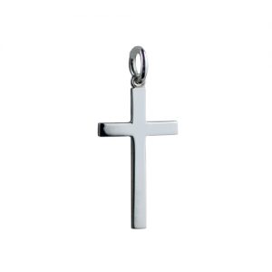 Silver 25x15mm plain solid block Cross