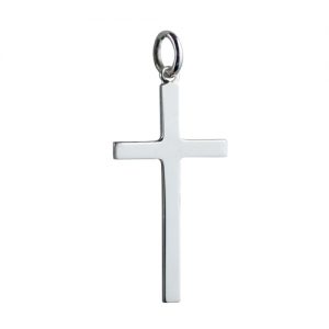 Silver 30x17mm plain solid block Cross