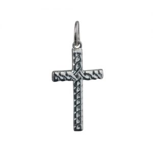 Silver 20x12mm celtic knot embossed Cross