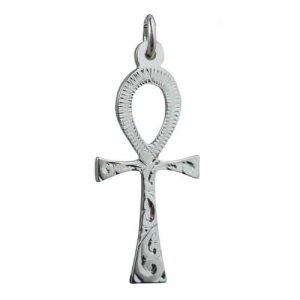 Silver 33x17mm hand engraved solid Ankh Cross