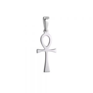 Silver 32x16mm plain solid Ankh Cross on a bail loop