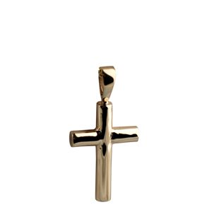9ct Gold 23x15mm plain round Cross-section Cross