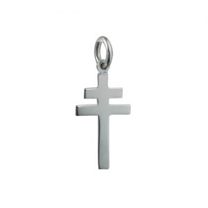 Silver 20x11mm plain Cross of Lorraine