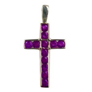 9ct Gold 25x16mm Apostle's Cross set with 12 Amethysts