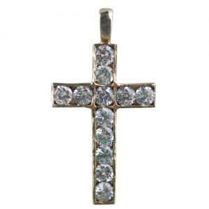 9ct Gold 34x21mm Apostle's Cross set with 12 Cubic Zirconia