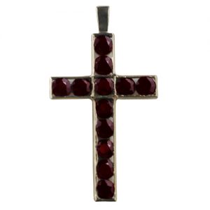 9ct Gold 45x29mm Apostle's Cross set with 12 Garnets