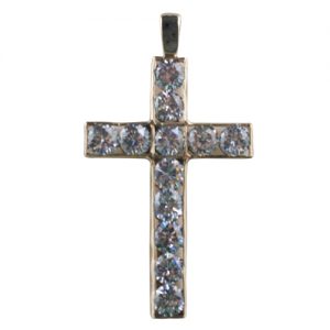 9ct Gold 45x29mm Apostle's Cross set with 12 Cubic Zirconia