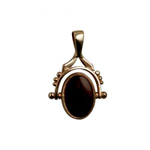 9ct Rose Gold 29x20mm 2 stone spinning Fob Pendant