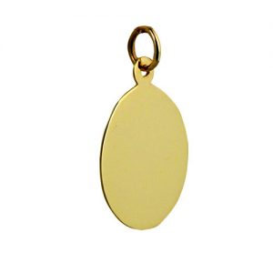 9ct Gold 20x15mm plain oval Disc Pendant