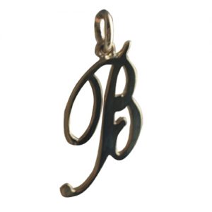 9ct Gold 26x13mm plain palace script Initial B Pendant