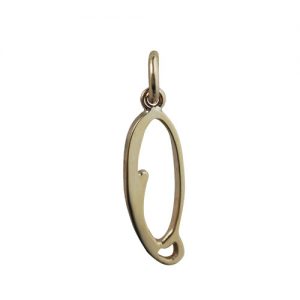 9ct Gold 21x8mm plain palace script Initial O Pendant