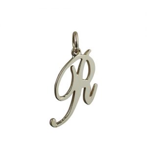 9ct Gold 26x14mm plain palace script Initial R Pendant