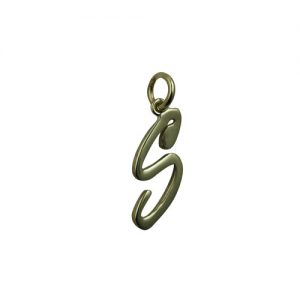 9ct Gold 26x11mm plain palace script Initial S Pendant