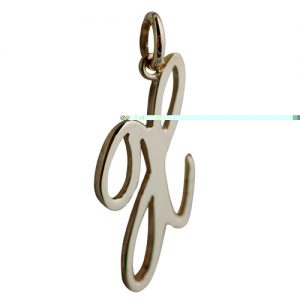 9ct Gold 28x14mm plain palace script Initial X Pendant