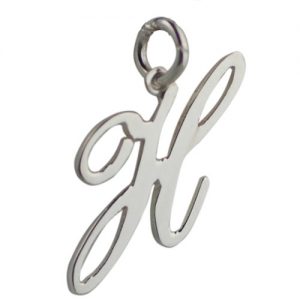 Silver 28x15mm plain palace script Initial H Pendant