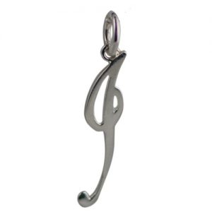 Silver 27x7mm plain palace script Initial I Pendant