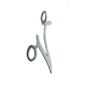 Silver 26x23mm plain palace script Initial V Pendant