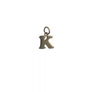 9ct Gold 12x10mm plain Initial K Pendant or Charm