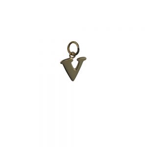 9ct Gold 11x12mm plain Initial V Pendant or Charm