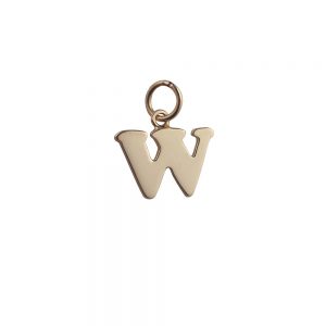 9ct Gold 15x11mm plain Initial W Pendant or Charm