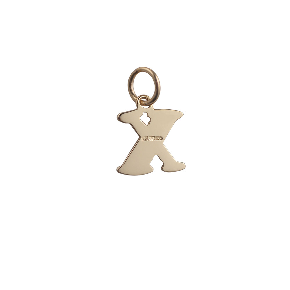 9ct Gold 11x11mm plain Initial X Pendant or Charm - Image 2