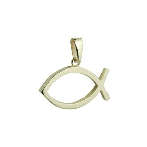 9ct Gold 19x35mm Christian Fish symbol Pendant on a bail loop