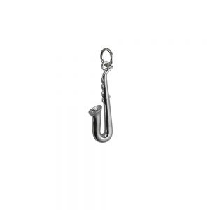 Silver 25x8mm solid Saxophone Pendant or Charm
