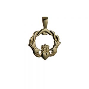 9ct Gold 27x30mm twisted cord top Claddagh Pendant